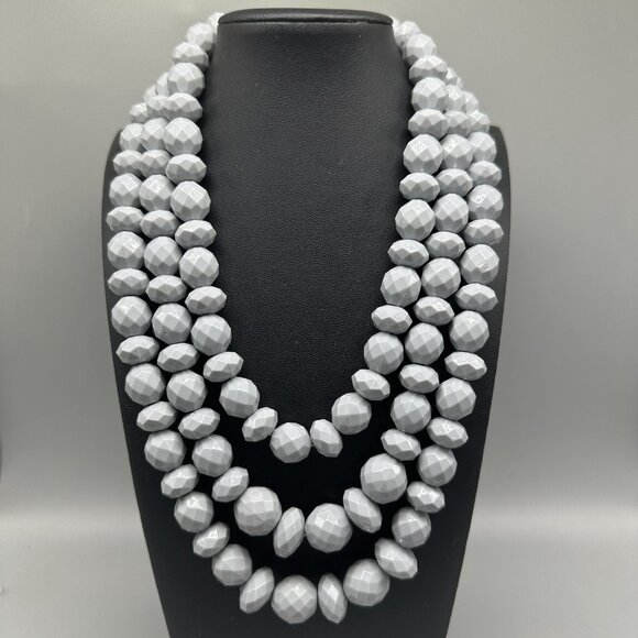 3/$30 Sugarfix Statement Necklace Gray Faceted Beads Chunky Beaded 20" - Picture 2 of 15